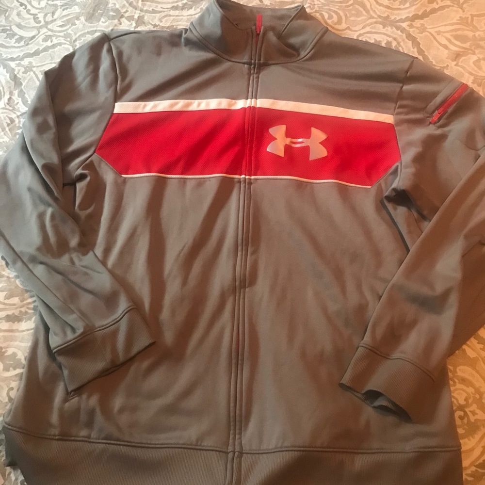 Men’s Under Armour grey, red & white track jacket